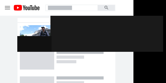 YouTube Discovery ad as it appeared in desktop search results. Channel identity and ad copy redacted per NDA.